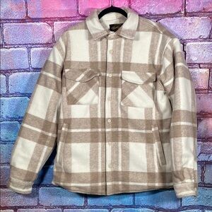 Maison Article Tan and White Full Zip Jacket Size Large